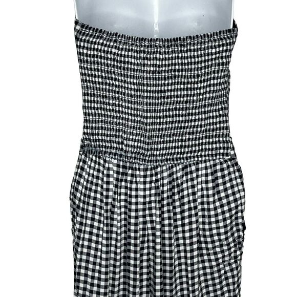 NWT Hollister Jumpsuit L 100% Viscose Strapless Pockets Cutout Black Gingham - Picture 5 of 10